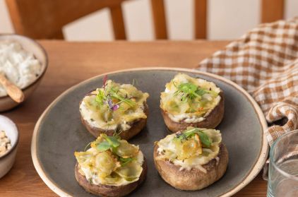 champignons-farcis-ravioles-dauphine-fromage-frais-herbes