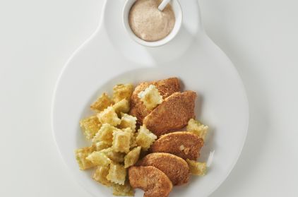 Ravioles 3 fromages croustillantes au poulet tandoori