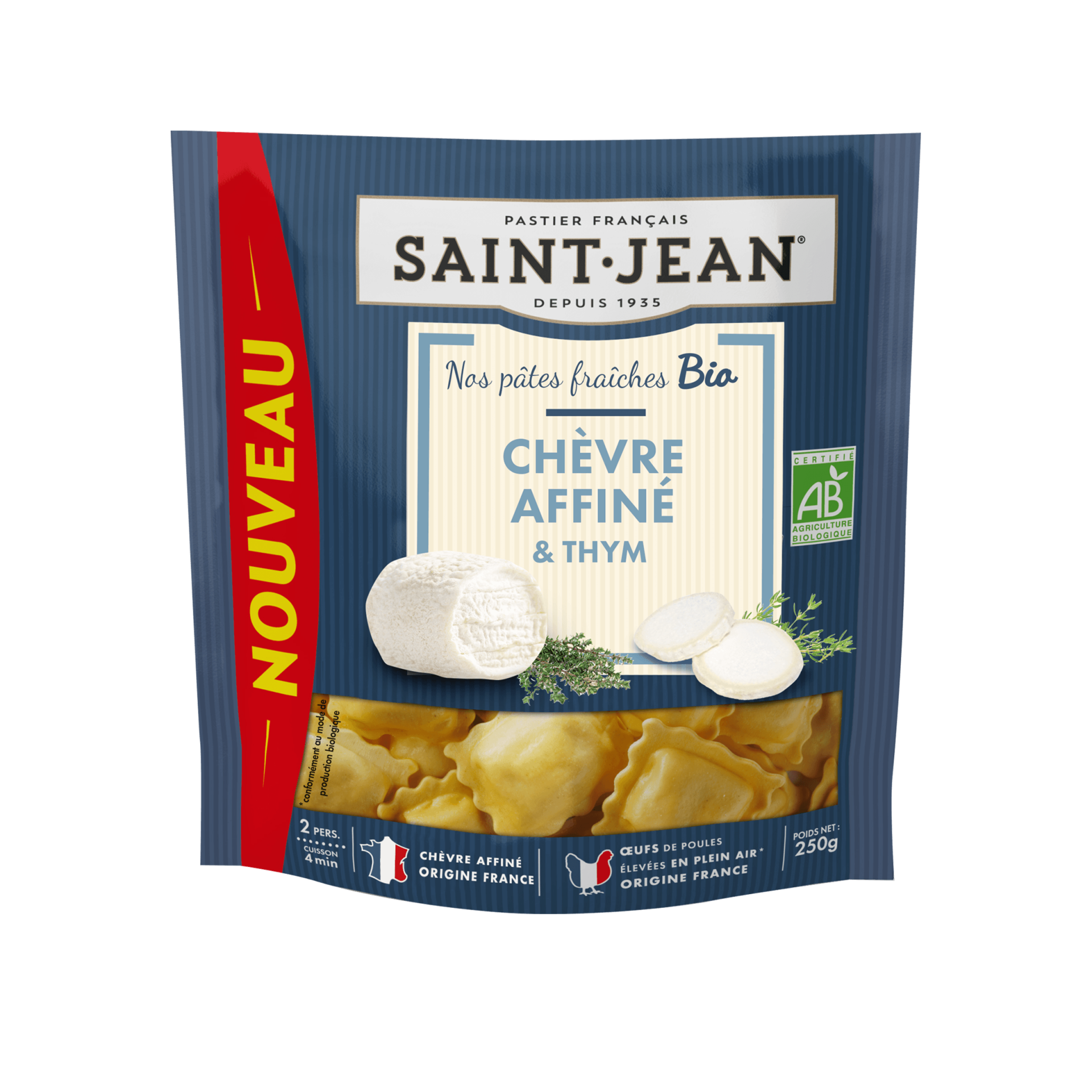 ravioli chèvre affiné thym saint jean 250g bio